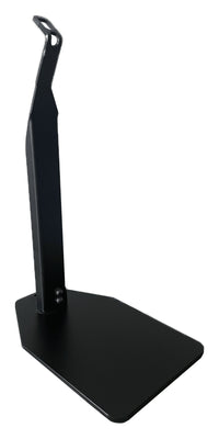 Black silhouette of desktop skull mount stand showing steel base and vertical post design