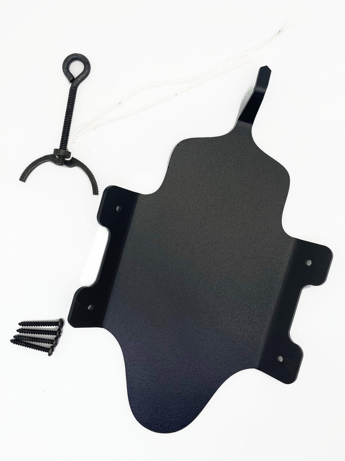 Black silhouette of European skull mount in hanging position showing bracket placement